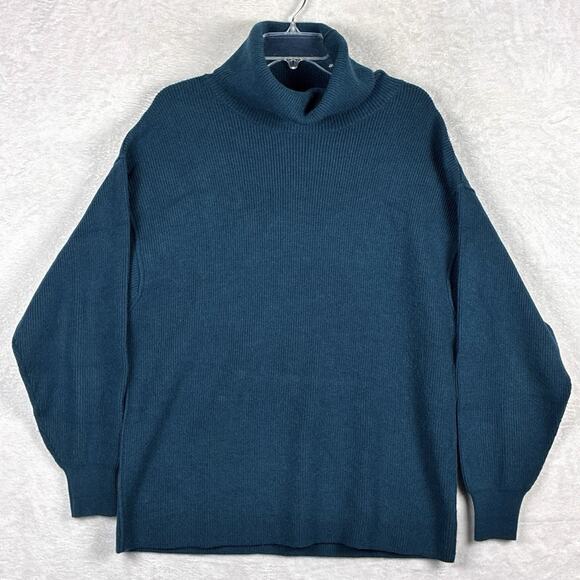 Free People Softly Structured Sweater Womens S Blue Turquoise Oversized Boho - Picture 1 of 8